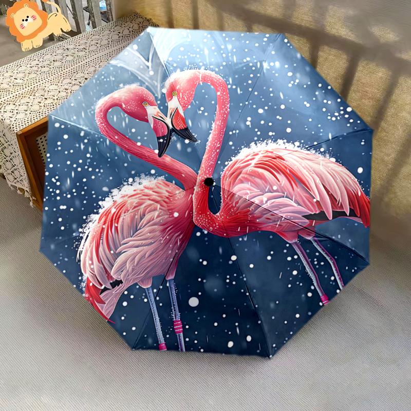 1 PC Automatic Folding Umbrella - cute pink Pattern, Portable & Foldable Design with 8 Ribs, Christmas Birthday Gifts