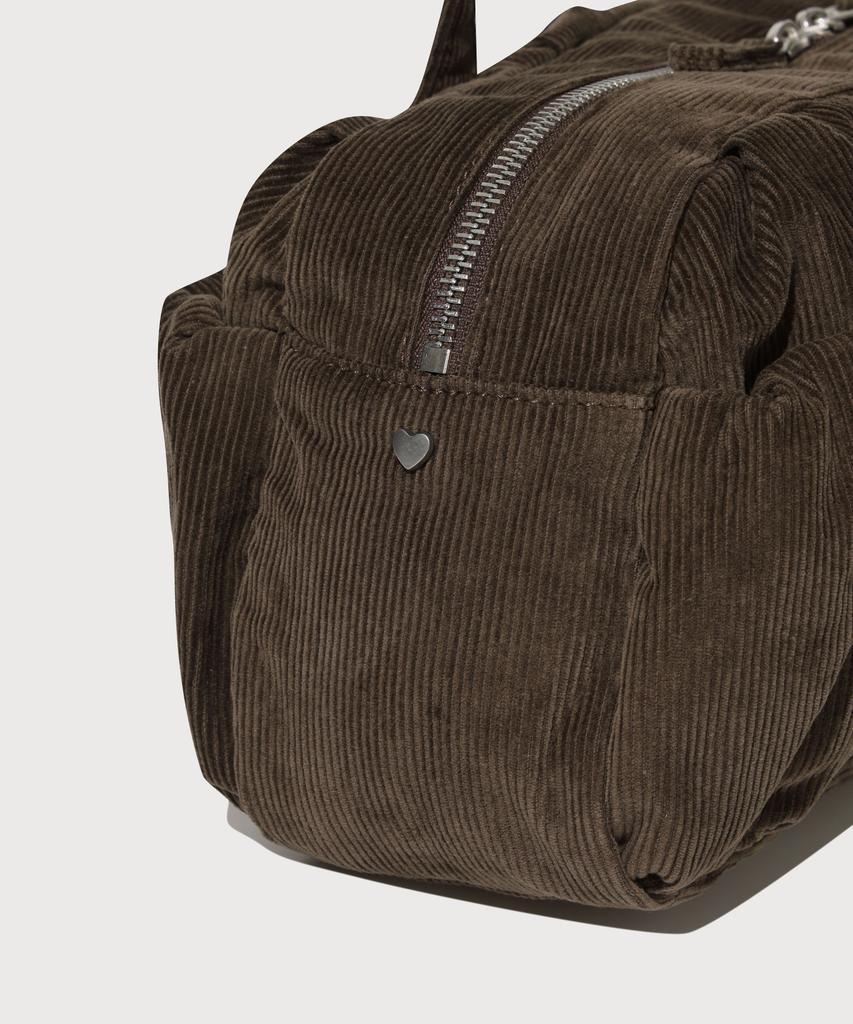 Covernat Woman Clover Heart Bubble Corduroy Duffle Bag Brown