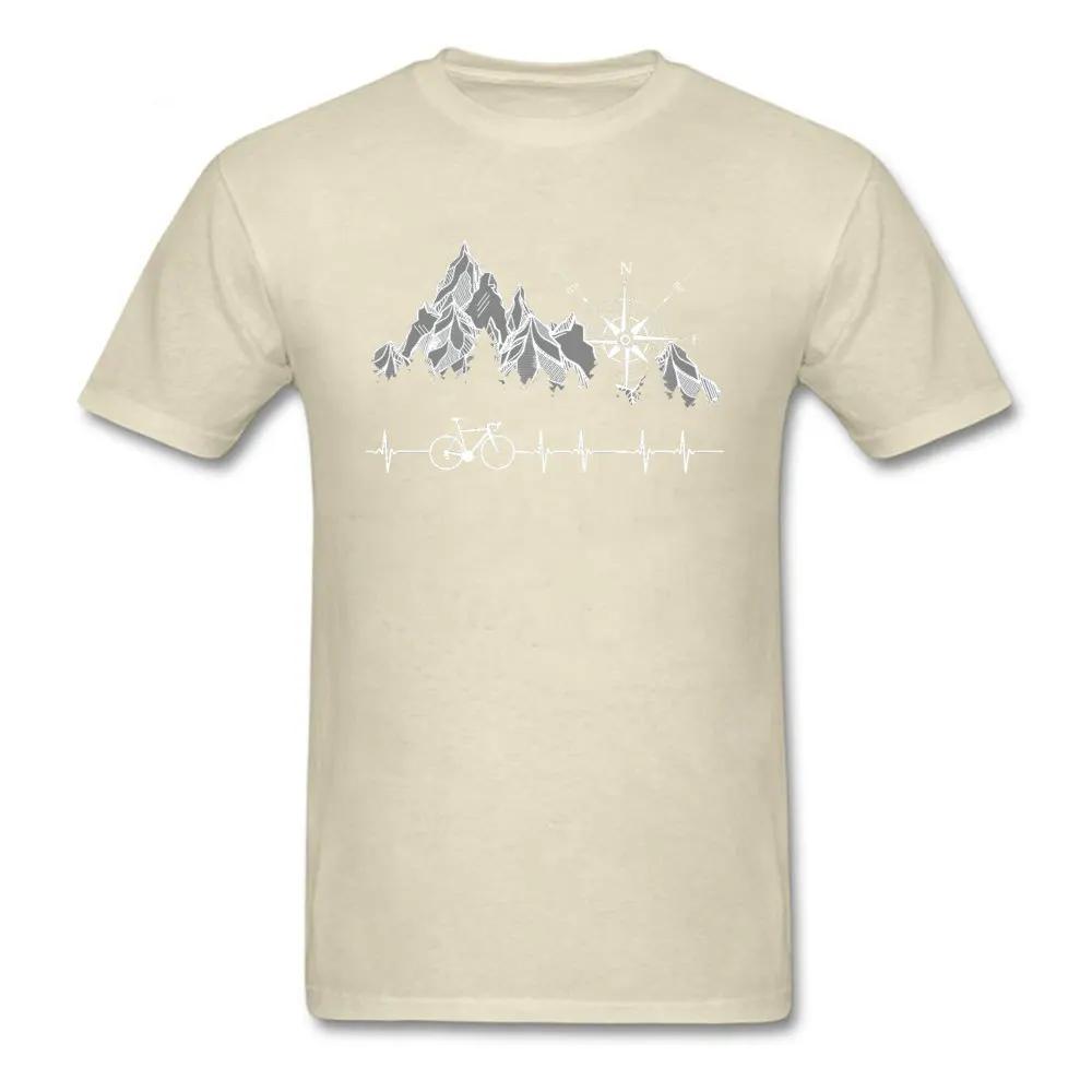 Cycle Life Heartbeat Biker Tshirt Mountain Forest Hiking Printed Tops & Tees Compass Bike Casual Funny T-shirts 100% Cotton