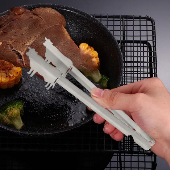 BBQ Tongs Stainless Steel Kitchen Tongs Heat Resistant Non-Slip Grip Metal Pliers for Grilling Rust-Proof Barbecue Clamps for Picnic Camping Cooking