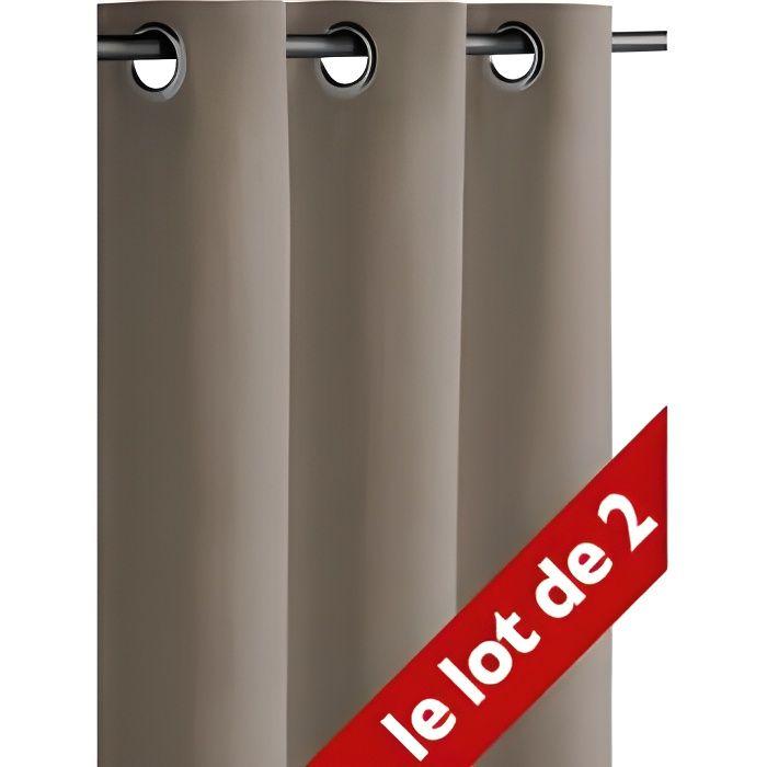 Lot de 2 rideaux occultants - Taupe - 140 x 260 cm - Prêts à poser - 100% polyester