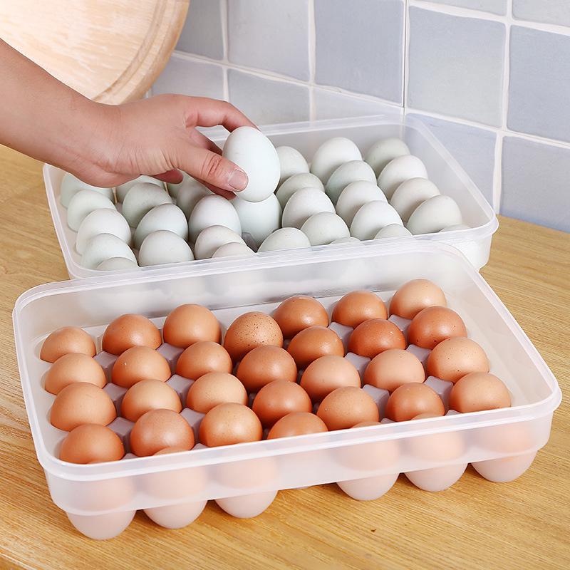 34 Grid Single Layer Egg Box Basket Organizer Plastic Egg Food Container Storage Box Home Kitchen Transparent Case