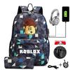 Roblox Game Men's Backpack with USB Charging, Large Capacity Laptop Bag