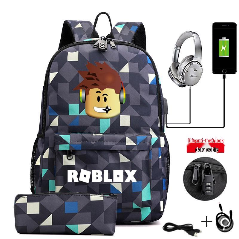 

Чоловічий рюкзак для гри Roblox з USB-зарядкою, великої місткості, сумка для ноутбука One Size