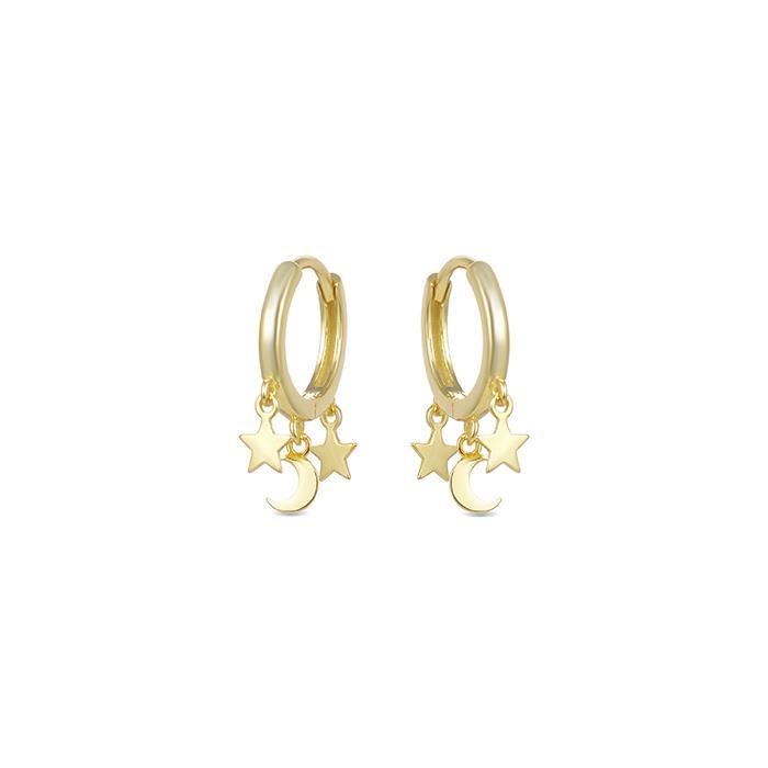 Boucles D'oreilles Saifily Argent 925 Plaqué Or Jaune 18 Carats