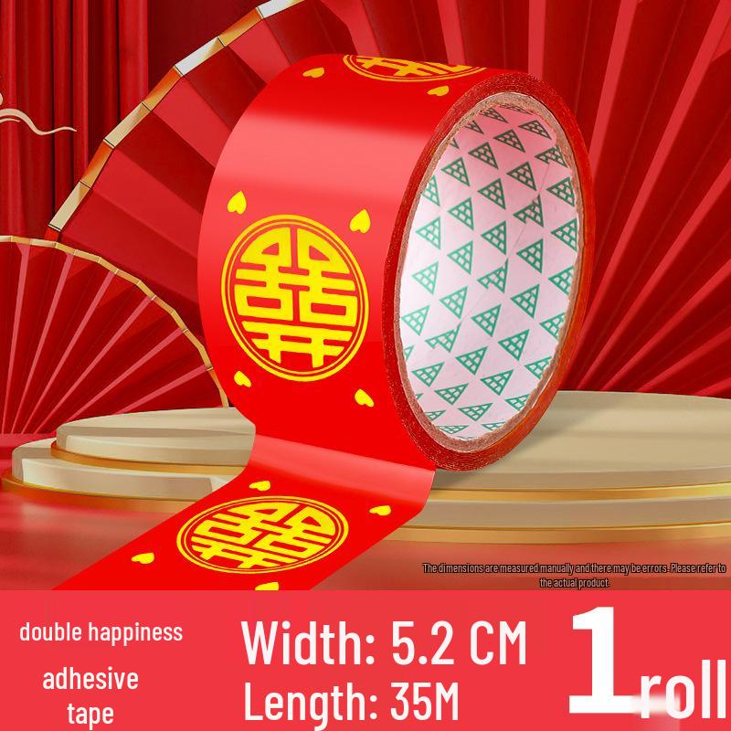 Red Double Happiness Wedding Theme Adhesive Tape for Festive Decoration