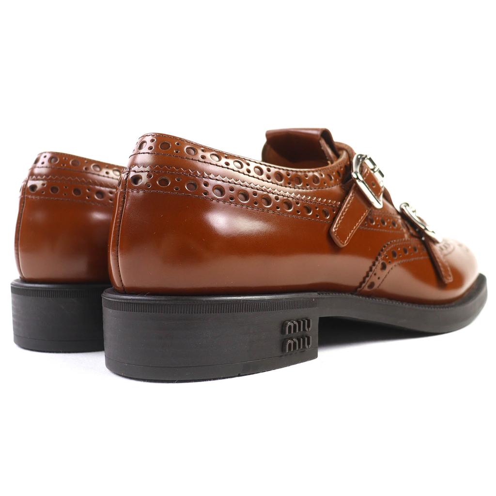 Pristine Churchs Miu Miu Leather shoes Logo double monk strap brogues 38 5E039E Used
