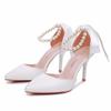 Wedding Heels Women Luxury Brand Design String Bead High Heels Sandals Ladies Sexy Elegant Pointed Toe White Pumps Plus Size 43