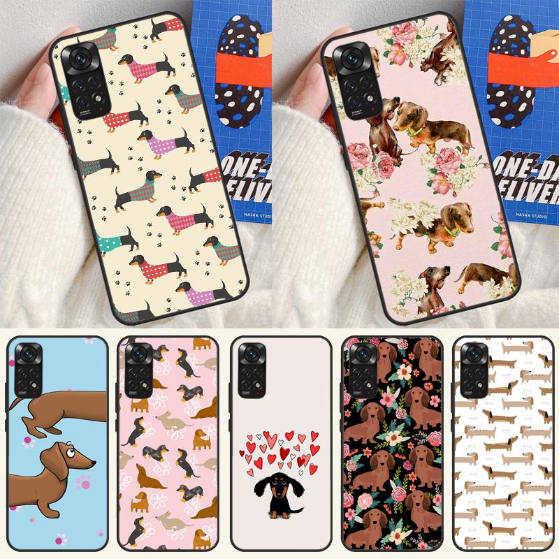 Cartoon Dachshund Dog Case For Xiaomi Redmi Note 14 13 12 Pro 11 9 10 9S 10S 11S 12S Redmi 14C 13C 10C 12C Cover