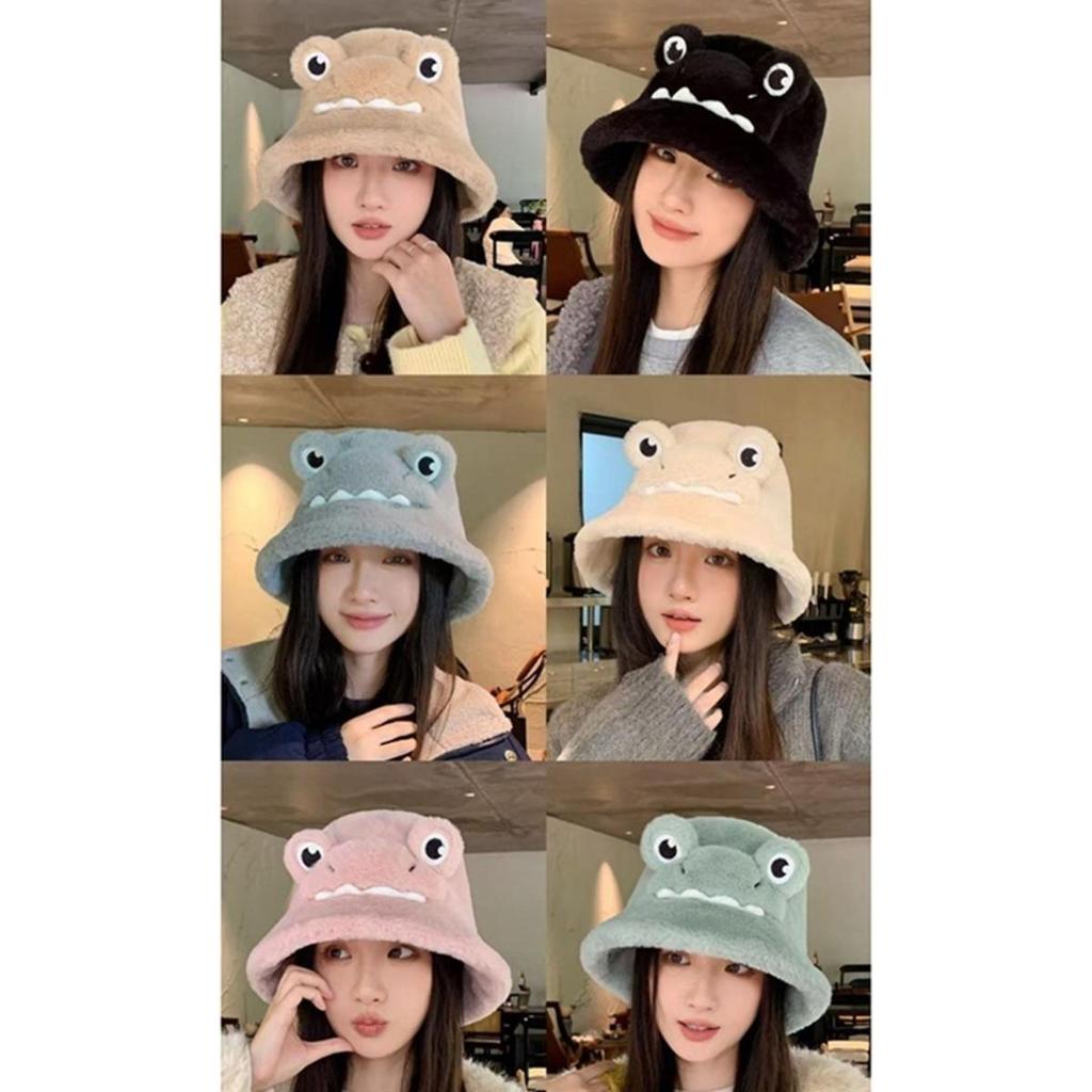 Cute Autumn Winter Bucket Hat Bear Ear  Plush Fisherman Hat Soft Warm Thick Basin Cap Sun Protection Bucket Hats