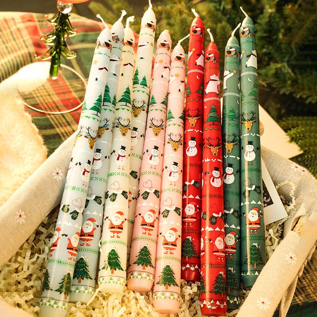 2pcs Christmas 25cm Banquet Candle Decoration Candlelight Dinner Christmas Decoration Long Pole Wedding Candle Wholesale
