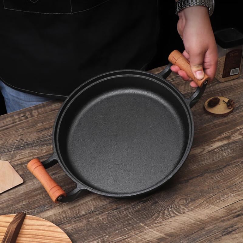 Jian's Thickened Cast Iron Frying Pan with Wooden Handle