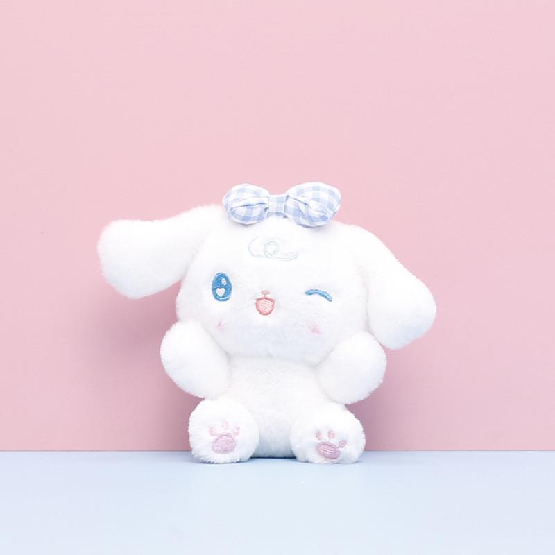 Dog Plush Bowknot Keychain Cartoon Pendant Stuffed Doll Bag Decoration Gift Kids