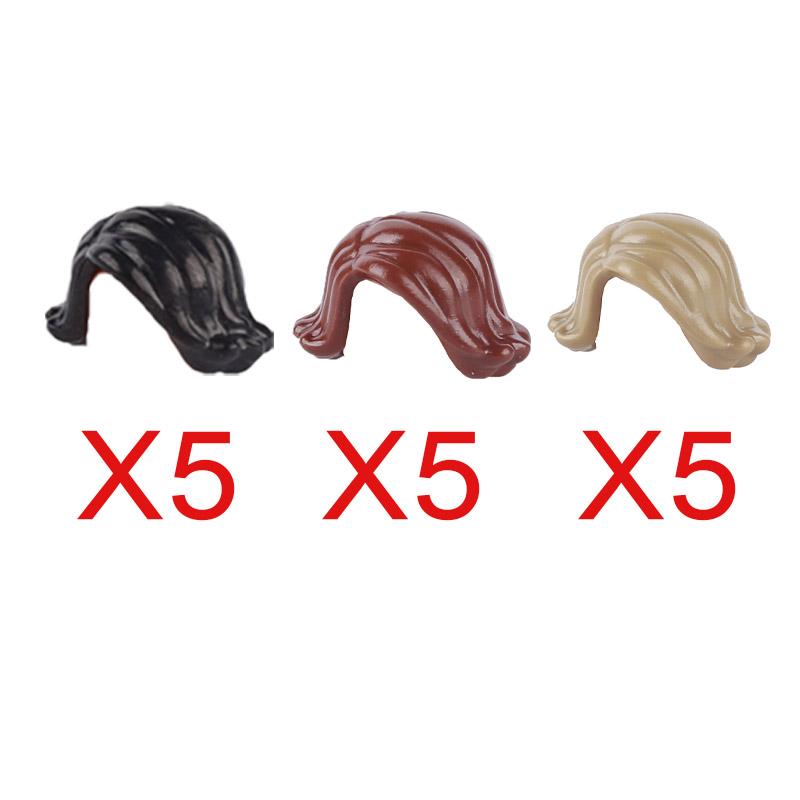 MOC City Building Blocks Figure Body Parts Creative Accessories Long Hair Brown Black Gold Mini Brick Compatible Toy Gift k030