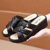 Women's slippers heightened thick-soled going out high-end wedge heels high-heeled sandals home non-slip hollow women's shoes