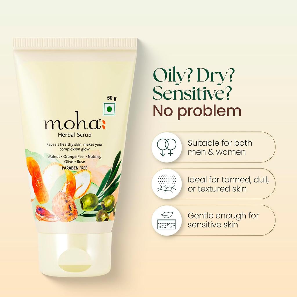 MOHA Walnuss Gesichtspeeling Sanftes Peeling für strahlende Haut Tiefenreinigung Glatte Textur 50 g Packung mit 1