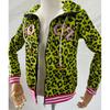 Yellow Leopard Print Devil Horn Hoodie Zip Jacket Unisex Y2K Streetwear