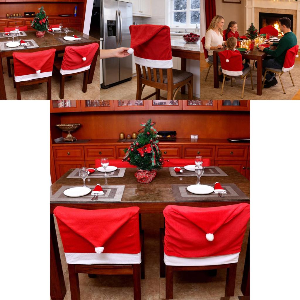Christmas Decor Nonwoven Fabric Chair Cover With Festive Red Design For Holiday Dining