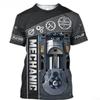 Short Sleeved Street Wear, Mechanical Repair Tool Pattern, Men's T-shirt, Mechanical Personalized 3D Printed Men's T-shirt Top