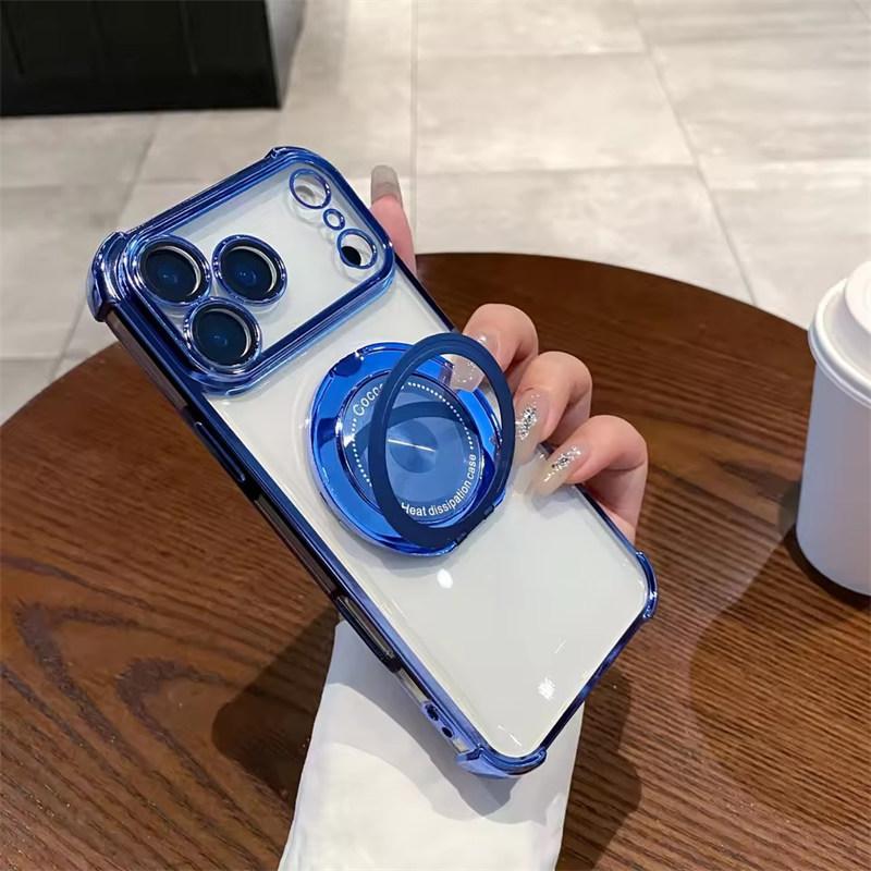 Luxusní nárazuvzdorné magnetické otočné pouzdro pro iPhone 17 Air 15 16e 14 13 12 11 Pro Max Plus XS XR pro Magsafe průhledný kryt