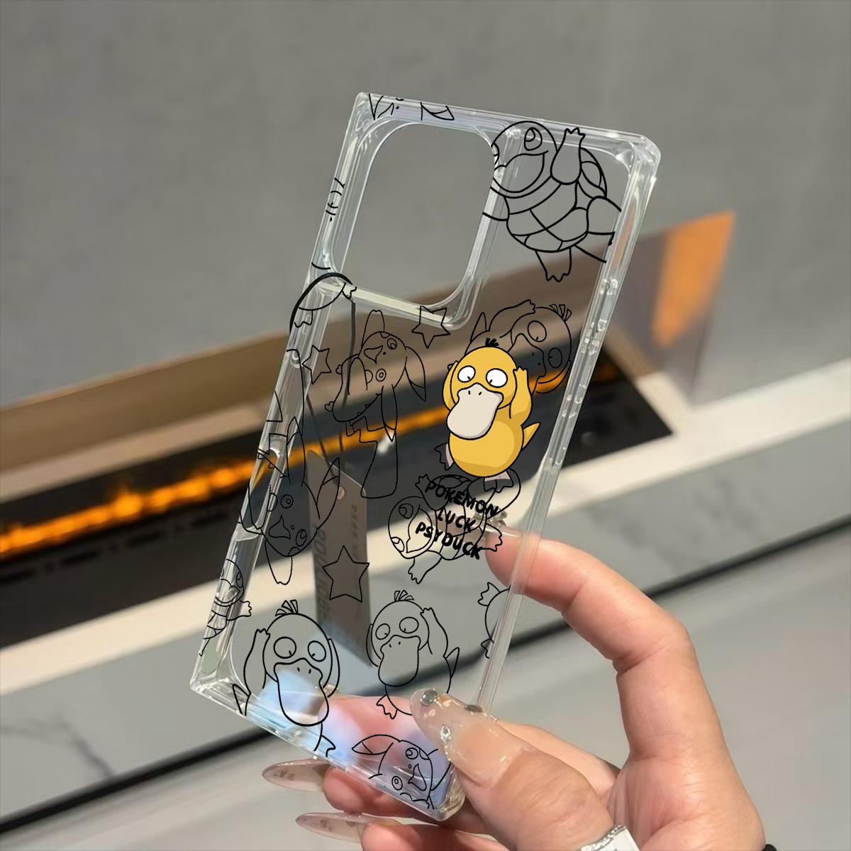 

Прозрачный квадратный чехол-бампер для iPhone 14 Pro Max 13 11 12 16 ProMax 15 Plus, защита от окисления, узор с Лаки Псидаком iphone 11 ProMax