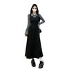 Elegant French Retro Faux Two-Piece Patchwork Dress for Curvy Women - Autumn/Winter Long Skirt.