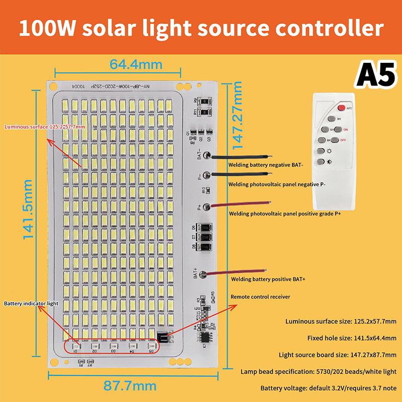 10W-600W Led Outdoor Solar Energy 2835 5730 High Brightness Bead Projection Light Integrated Light Source Light Panel