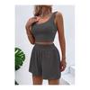 Conjunto de pantalones cortos de canalé camisola para mujer Conjuntos de pijamas y ropa de dormir