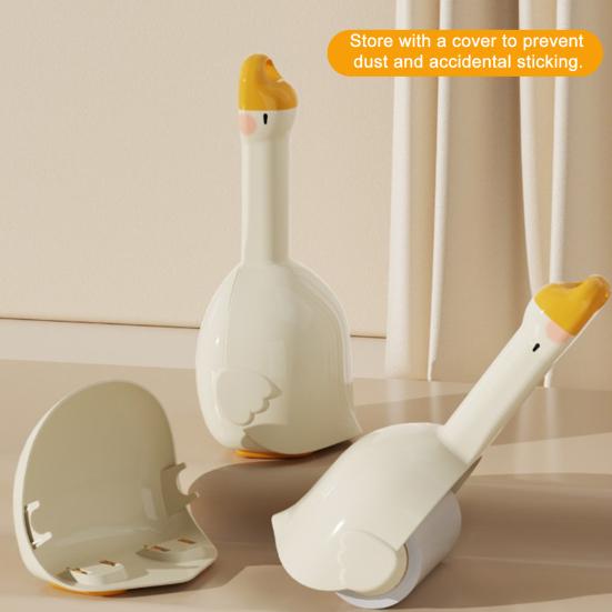 Lint Roller Strong Adhesion Big White Goose Shape Pet Hair Dust Debris Pet Hair Cleaning Roller with Dust-Proof Cover Cleaning Tool