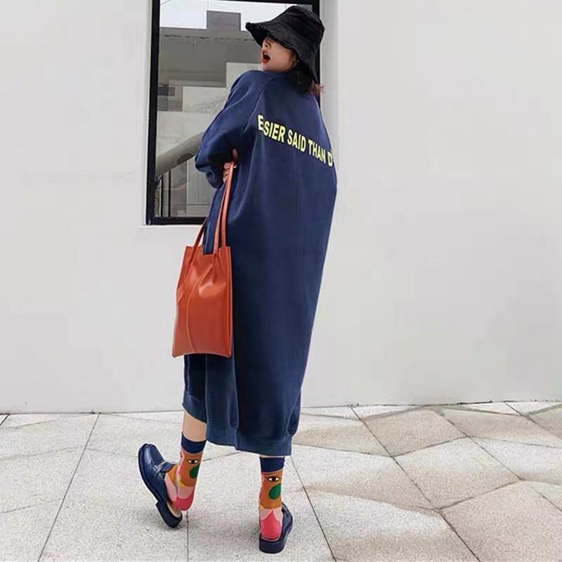 Women's Fashion Fall Winter Long Sleeve O-Neck Loose Waistline Casual Dresses