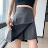 Plus Size Black High Waist A-Line Bodycon Skirt with Slit - Irregular Midi Summer 2025 Collection