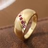 Retro luxurious pink artificial zirconia ring made of copper, a fashionable women's ring for gift purposes
