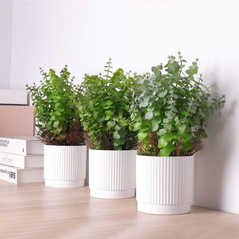 Green Simulation Plant Potted Green Grass Lifelike Grass Flowerpotted Desktop Ornament Windowsill