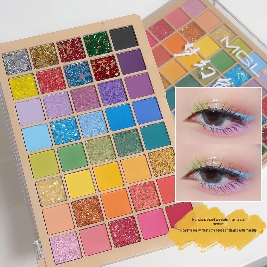 MGL Dreamy 40-Color Eyeshadow Palette: Pearlescent Glitter & Shimmer for Students and Stage Makeup