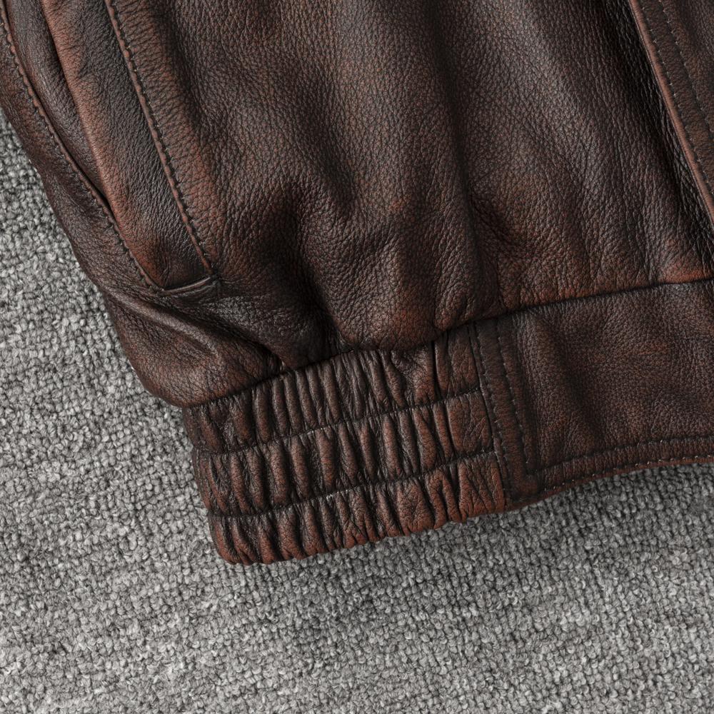 Vintage Red Brown Men Leather Jacket Oversized Style Black Genuine Cow Loose Man Bomber Coat Plus Size