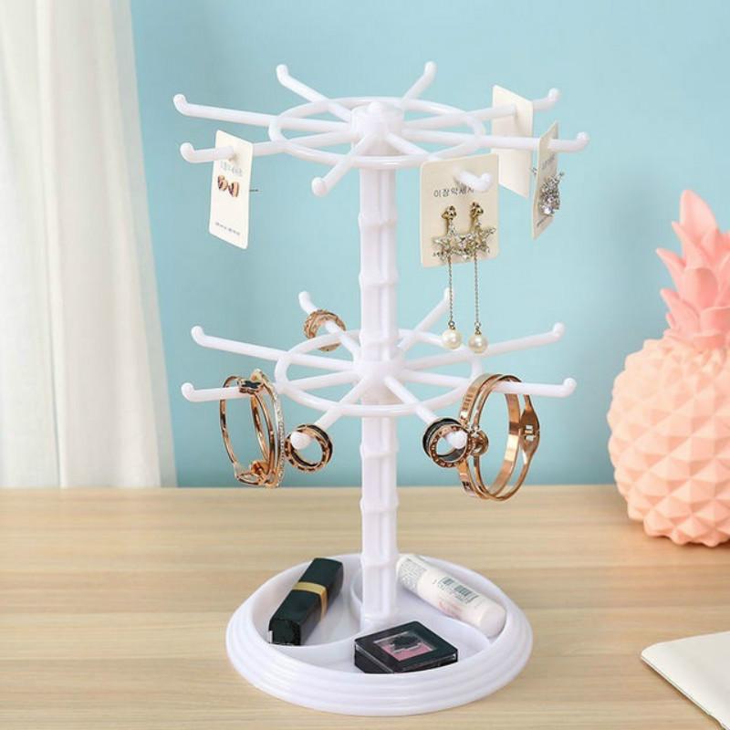 Rotating Plastic Earring Storage Rack Bracelet Hanging Necklace Earring Display Rack Small Jewelry Rack Hair Ring Jewelry Tray