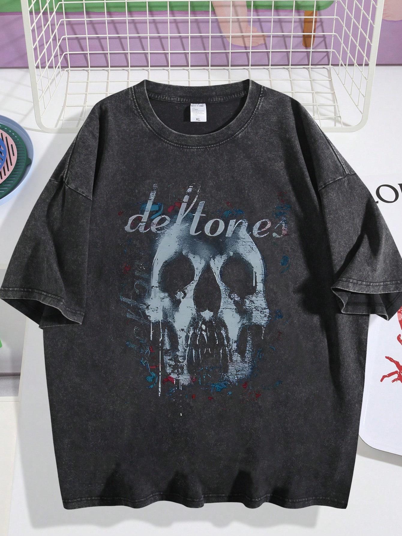 

Vintage Washed Around The Fur Skull Print Oversized TShirt Bundle s Nu Metal Aesthetic Tees for Rock Fans S
