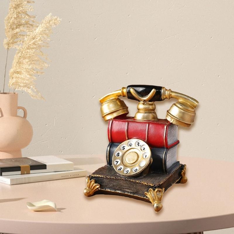 Vintage Europäische Telefonrepliken Schreibtischdekorationen Antike Wählscheiben Telefonmodell für Zuhause Büro Bücherregale Ornament