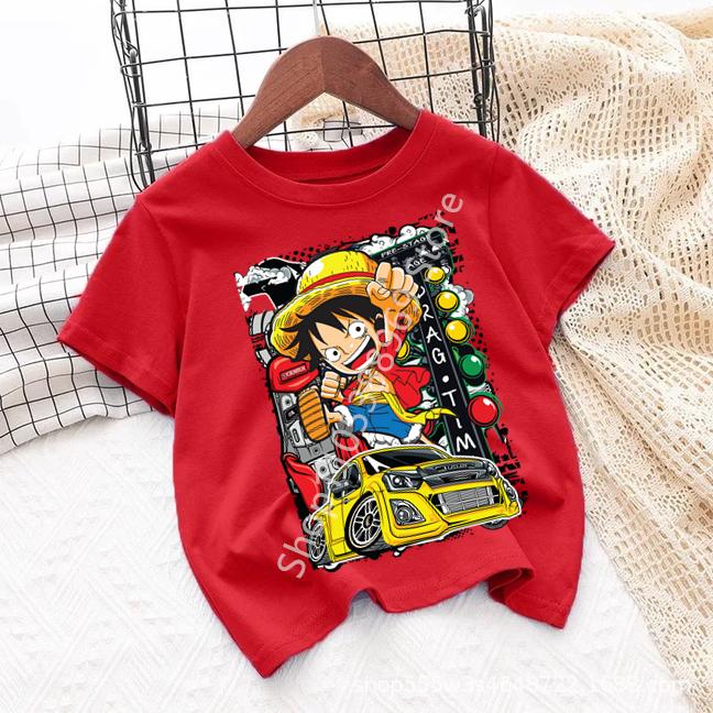 Cartoon Anime One Pieces Tshirt Kids Clothes Boys Absorb Sweat Breathable TShirt Children Girls Tees Summer Teen Clothes