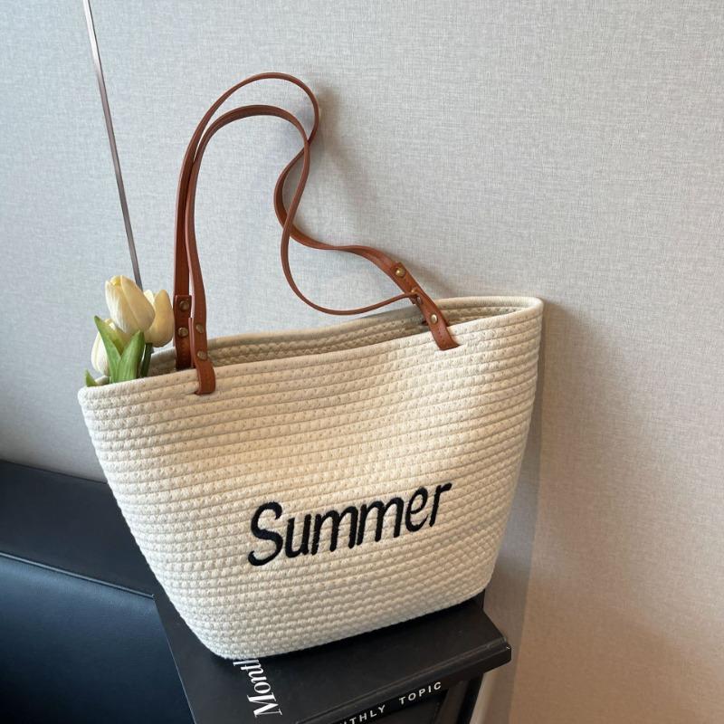 

Seaside beach vacation woven bag spring new simple versatile casual tote bag premium shoulder bag