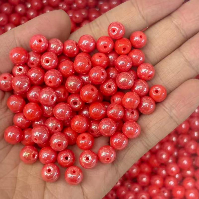 8mm Round Iridescent Tourmaline Beads for DIY Bracelets, Necklaces, Phone Straps, and Clothing Accessories
