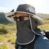 Solar Fan Hat with Face Guard Neck Flap UV Protection Hat with Solar Fan Rechargeable Breathable Men Summer Outdoor Fishing Wide Brim Bucket Cap