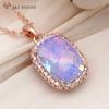 Fashion Elegant Rose Gold Color Rectangle Crystal Pendant Necklace For Women Wedding Zirconia Jewelry
