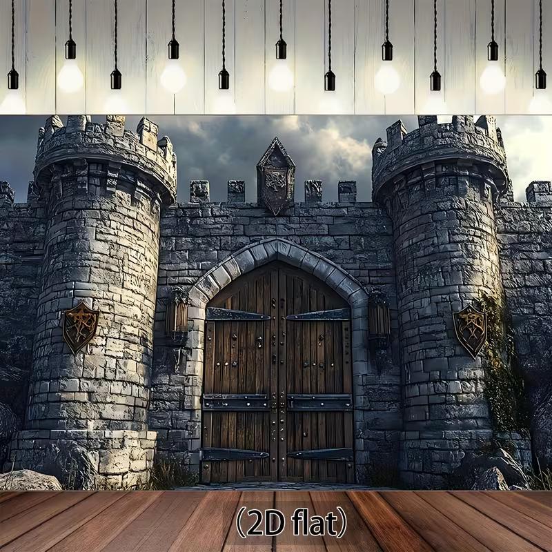 

Renaissance Faire Castle Backdrop - Medieval Fortress Door Photo Prop 47.2x31.5inch/120*80cm