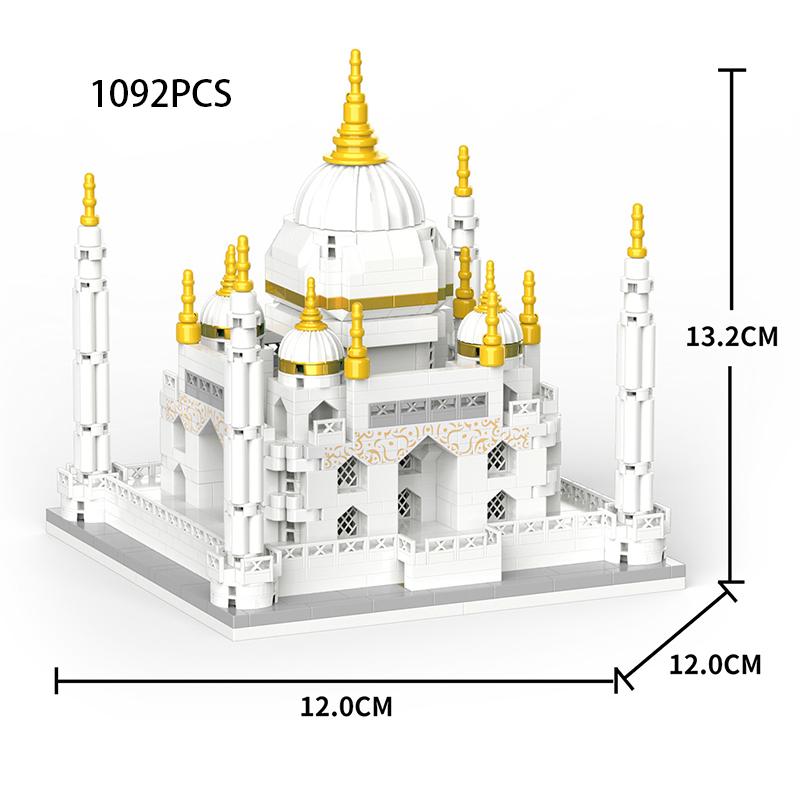 Mini Bloque Taj Mahal Modelo de Arquitectura Construcción Ladrillo de Diamante Ciudad de la India Bangladesh Mausoleo tumba Milagro clásico juguete creativo