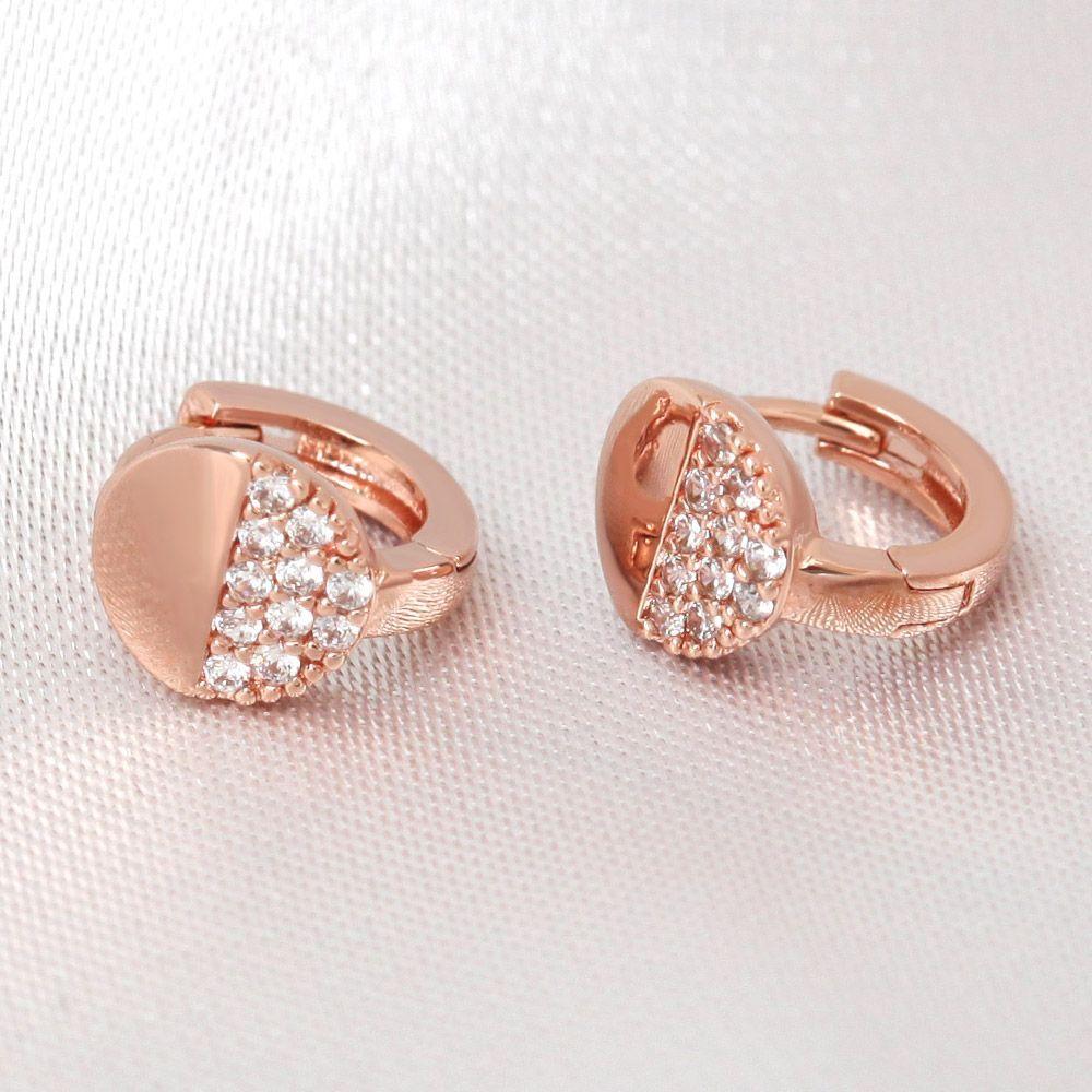 14K cubic zirconia earring ring piercing gold needle rose gold daily