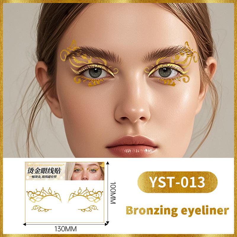 Glitzer Aufkleber Gesicht Eyeliner Tattoo Flash Gold Temporäre Tattoos Wasserdichte Make-up Abziehbilder Für Mädchen Party Musikfestival