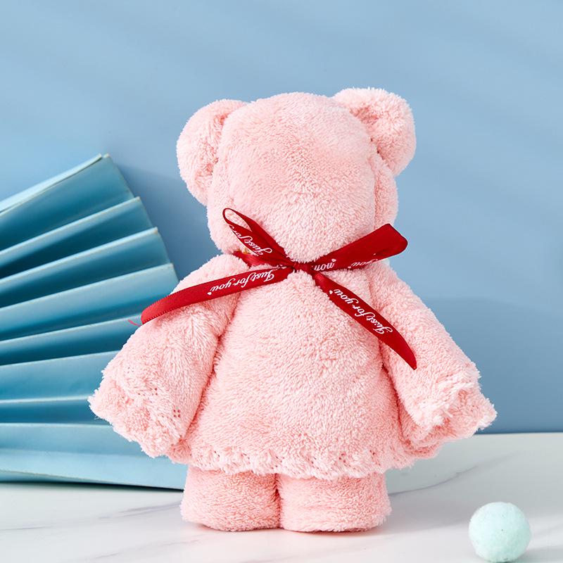 Coral Fleece Bear Towel - Small Gift & Wedding Souvenir 30x30cm