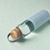 Single-Layer Glass Bottle Large-Capacity Bamboo Cover Retro Glass Thermal Insulation Portable Handle Outdoor Water Cup