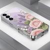 Lavendelmuster galvanisierte Glas-Handyhülle geeignet für Samsung Galaxy S26 S25 S24 S23 S22 S20 FE/Ultra/Plus sturzsicher